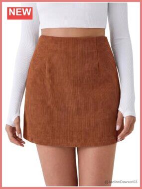 Women's Corduroy A-Line Mini Skirt with Built-in Shorts High Waist